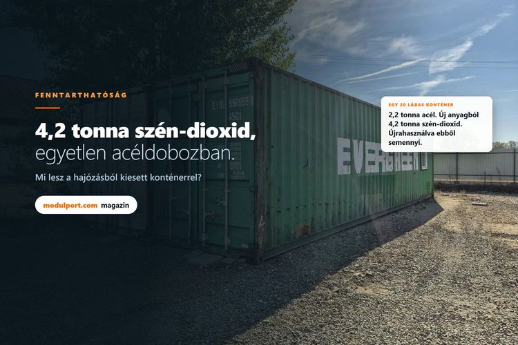Használt tengeri konténer egy magyar telephelyen